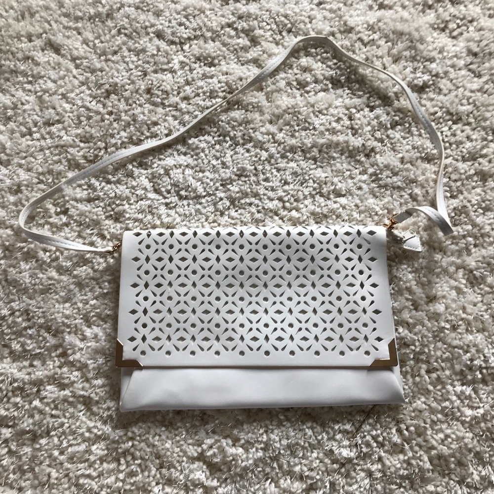 White leather clutch